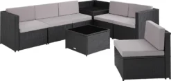 Tectake Rattan Lounge Verona - Schwarz