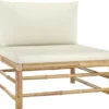 VidaXL Garten-Mittelsofa Mit Kissen Cremeweiß Bambus