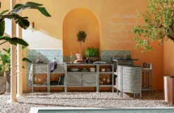 Dehner Doppelschrank Southhampton, 90 X 100 X 50 Cm, FSC® Akazienholz/Granit, Hellgrau -Angebote Moos Traum Store 772489a59ff286d4b2d1e282803bc66a