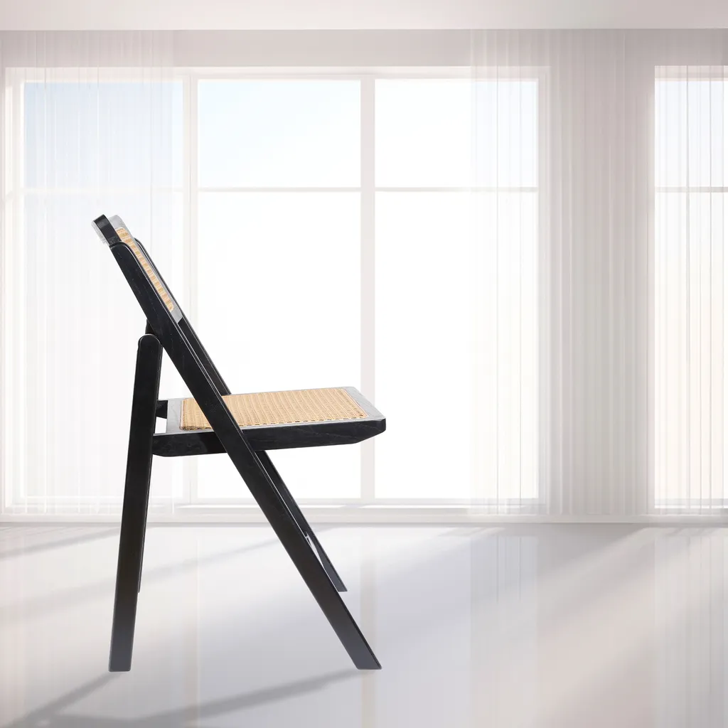 LIM HOME | Interior Trend Essstuhl Klappstuhl Aus Holz Und PVC- Wiener Geflecht | Schwarz 8 LIM HOME | Interior Trend Essstuhl Klappstuhl Aus Holz Und PVC- Wiener Geflecht | Schwarz – Bild 8