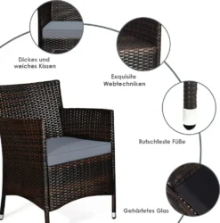 COSTWAY 4-tlg. Rattanmöbel-Set Sofatisch Mit Kissen Hartglas Für 4 Personen Balkon Sitzgruppe Für Garten Pool Hof Braun -Angebote Moos Traum Store 78813afcf29fb0f9913a4c59b4561db4