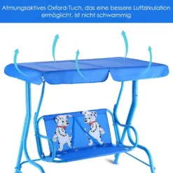 COSTWAY 2-Sitzer Kinder Hollywoodschaukel Mit Sonnendach Kinderschaukel Gartenschaukel Gartenliege Schaukelbank Gartenbank Blau -Angebote Moos Traum Store 788335e7d6047b1708a1024a6c69582d