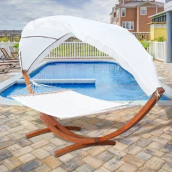 EINFEBEN Hängematte Wetterfestem Hängematten Stabhängematte Outdoor Holz Mit Gestell XXL Garten Hängemattengestell 2 Personen 410cm Gartenliege Liege -Angebote Moos Traum Store 79dab7ea337a40116e0922fd716bc3df