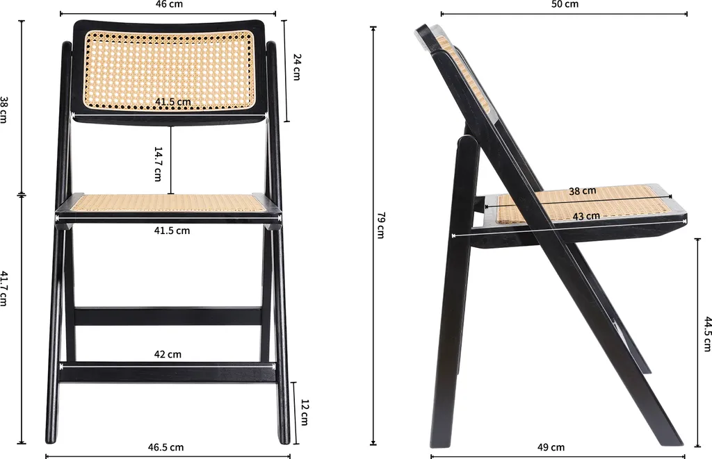 LIM HOME | Interior Trend Essstuhl Klappstuhl Aus Holz Und PVC- Wiener Geflecht | Schwarz 4 LIM HOME | Interior Trend Essstuhl Klappstuhl Aus Holz Und PVC- Wiener Geflecht | Schwarz – Bild 4