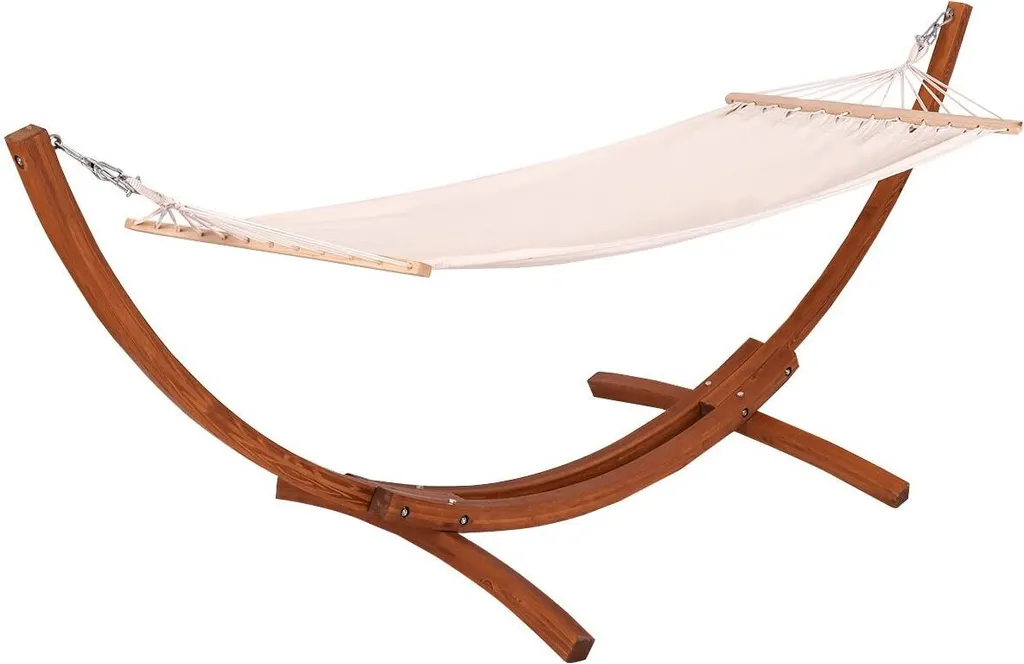 COSTWAY Hängemattengestell Mit Hängematte Bis 120kg Belastbar Hängemattenständer Hängeschaukel 313x115x120cm Holz 2 COSTWAY Hängemattengestell Mit Hängematte Bis 120kg Belastbar Hängemattenständer Hängeschaukel 313x115x120cm Holz – Bild 2