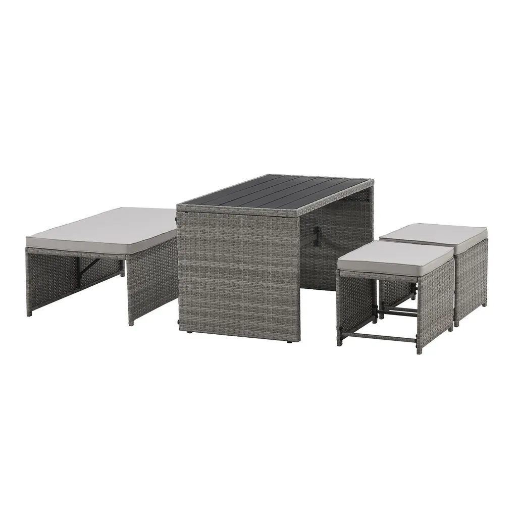 Juskys 2in1 Polyrattan Relax Gartenmöbel Set Jamaika - Tisch, Gartenlounge Sofa - Balkonmöbel Sitzgruppe Für Balkon, Garten - Outdoor Lounge Grau 6 Juskys 2in1 Polyrattan Relax Gartenmöbel Set Jamaika - Tisch, Gartenlounge Sofa - Balkonmöbel Sitzgruppe Für Balkon, Garten - Outdoor Lounge Grau – Bild 6