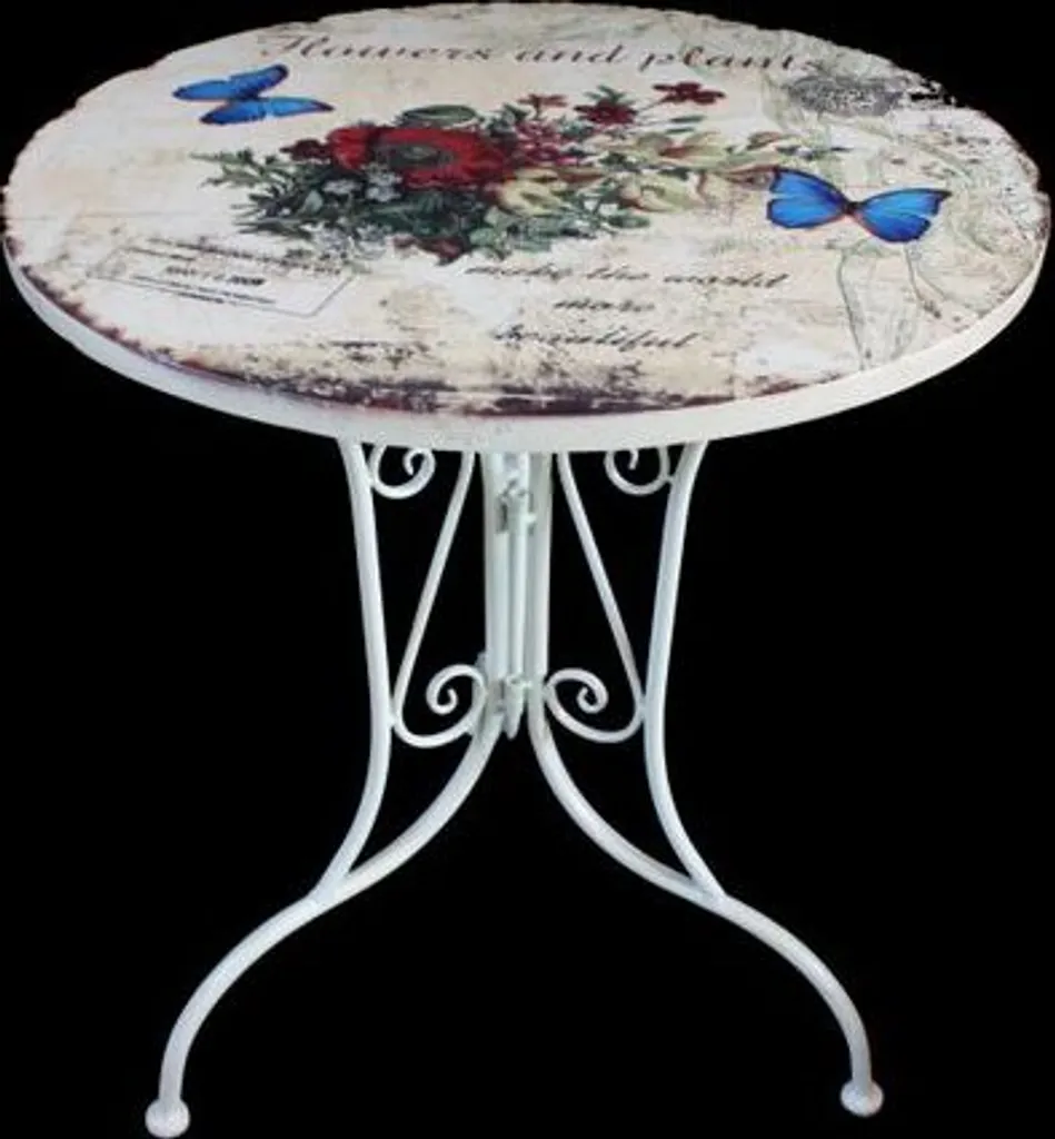 3tlg. Landhaus Bistro Set Balkon Terrasse Metall Antik Shabby Weiß Sitzgruppe 5 3tlg. Landhaus Bistro Set Balkon Terrasse Metall Antik Shabby Weiß Sitzgruppe – Bild 5