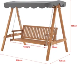 Hollywoodschaukel Afandou 200 X 130 X 185 Cm Gartenschaukel Mit Dach Max. 200 Kg Schaukelbank Für 2 Personen Gestell Aus Massivholz Dunkelgrau -Angebote Moos Traum Store 7b16caf33e72223c1d7746094cc886b5