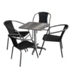 5tlg. Bistrogarnitur Bistrotisch 60x60cm + 4x Bistrostuhl Schwarz/Grau