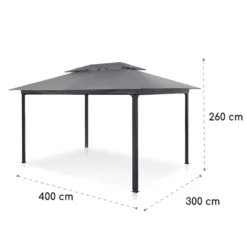 Blumfeldt Grandezza Cortina Gartenpavillon, 4 Seitenteile Mit Rollmechanismus, Pulverbeschichteter Stahl, Dach Mit Wasserabweisender Beschichtung, Rostfrei, überdachte Fläche: 3 X 4 M, Dunkelgrau -Angebote Moos Traum Store 7c47998b9192b018176a71b3d5b626b8