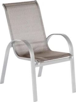 Merxx Stapelsessel "Amalfi" 2er Set - Aluminiumgestell Mit Textilbespannung Diamantbraun