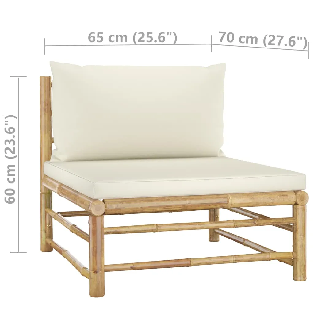 VidaXL Garten-Mittelsofa Mit Kissen Cremeweiß Bambus 6 VidaXL Garten-Mittelsofa Mit Kissen Cremeweiß Bambus – Bild 6