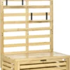 Outsunny Aufbewahrungsbox, Aufbewahrungstruhe Mit Rankhilfe, Auflagenbox Mit Ablagen, Gartentruhe, Kissenbox, Massivholz, Natur, 80 X 45 X 160 Cm