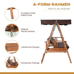 Outsunny Hollywoodschaukel Gartenschaukel Mit Sonnendach Liege-Funktion Braun -Angebote Moos Traum Store 7e7a3c4289592915dbea22935e3efb4f