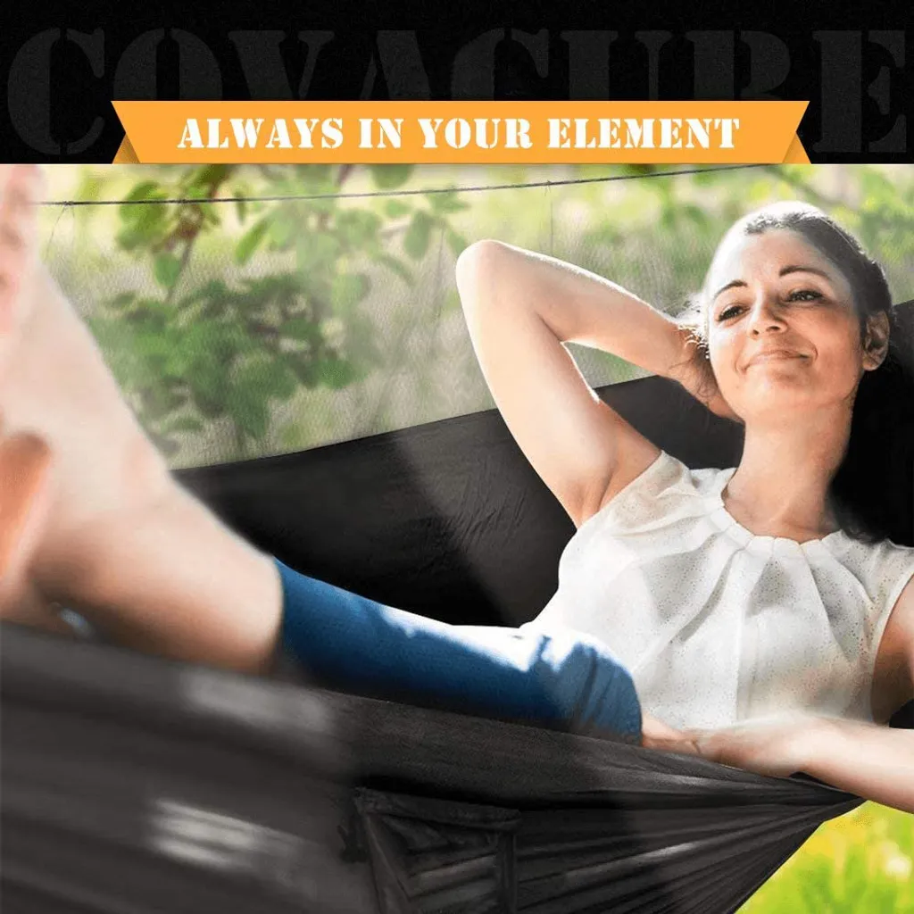 Camping Doppel Hängematte Mit Moskitonetz , Reise Zelt Für Outdoor,Wandern,Trekking,270x140 Cm(Schwarz) 2 Camping Doppel Hängematte Mit Moskitonetz , Reise Zelt Für Outdoor,Wandern,Trekking,270x140 Cm(Schwarz) – Bild 2