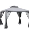 Outsunny Gartenpavillon Pavillon Gartenzelt Festzelt Partyzelt Mit 4 X Seitenwand Wetterfest Metall + Polyester Hellgrau 2,94 X 2,94 X 2,65 M