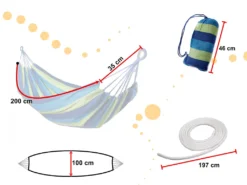 IKONKA Hängematte Für Eine Person 200x100 Verstärkt Blau + Montagesatz -Angebote Moos Traum Store 81752f792df33f1576e5fbabaaa104e7