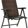 Outsunny Polyrattan Gartenstuhl Klappbar Rückenlehne 7 Stufige Verstellbar Klappstuhl Mit Armlehne Für Garten Balkon Und Terrasse Braun+Schwarz 58 X 71 X 111 Cm
