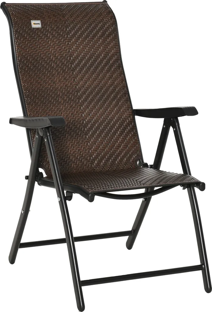 Outsunny Polyrattan Gartenstuhl Klappbar Rückenlehne 7 Stufige Verstellbar Klappstuhl Mit Armlehne Für Garten Balkon Und Terrasse Braun+Schwarz 58 X 71 X 111 Cm 1 Outsunny Polyrattan Gartenstuhl Klappbar Rückenlehne 7 Stufige Verstellbar Klappstuhl Mit Armlehne Für Garten Balkon Und Terrasse Braun+Schwarz 58 X 71 X 111 Cm