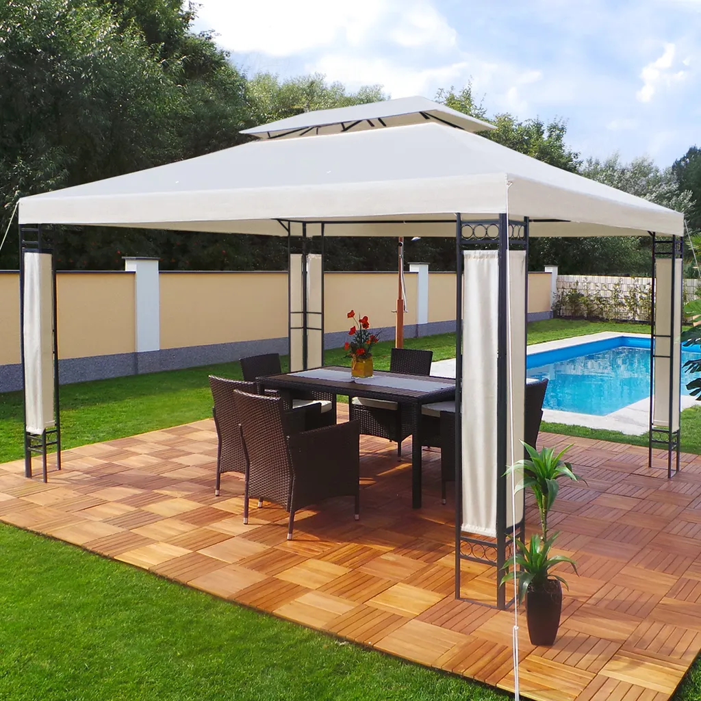 LED - Garten Pavillon Milano 3x4m Pavillion Solar Beleuchtung Pavilion Gartenzelt Designer Pavilon - Creme 2 LED - Garten Pavillon Milano 3x4m Pavillion Solar Beleuchtung Pavilion Gartenzelt Designer Pavilon - Creme – Bild 2