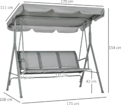 Outsunny Hollywoodschaukel 3-Sitzer Gartenschaukel Schaukelbank Mit Dach Metall Grau+Silber 170 X 110 X 153 Cm 11 Outsunny Hollywoodschaukel 3-Sitzer Gartenschaukel Schaukelbank Mit Dach Metall Grau+Silber 170 X 110 X 153 Cm -Angebote Moos Traum Store 84a51e716672c16500c4175aece67161