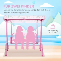 Outsunny Kinder Hollywoodschaukel 2-Sitzer Kinderschaukel Mit Verstellbarem Sonnendach Gartenschaukel Für 3-6 Jahre Kinder Metall Rosa 110 X 74 X 113 Cm -Angebote Moos Traum Store 85020776c4d77c59910077f903161818