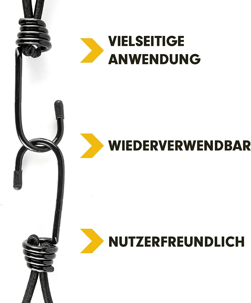 PRETEX Spanngummi Mit Haken - Set Mit 25 Stück X 13cm Expander Mit Öse - Hochbelastbare Gummispanner Perfekt Als Planenspanner Für Camping Oder Zur Transportsicherung Für Anhänger, Schwarz 4 PRETEX Spanngummi Mit Haken - Set Mit 25 Stück X 13cm Expander Mit Öse - Hochbelastbare Gummispanner Perfekt Als Planenspanner Für Camping Oder Zur Transportsicherung Für Anhänger, Schwarz – Bild 4