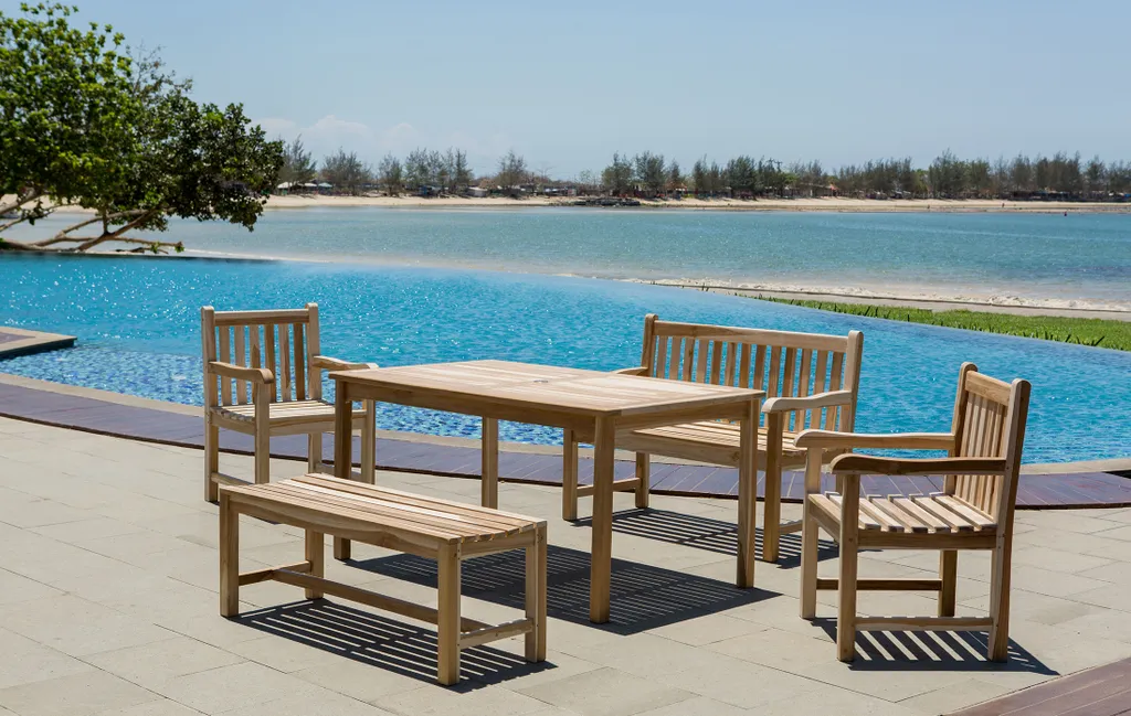 Möbilia Gartenstuhl Aus Teak Holz | Mit Armlehnen | B 60 X T 63 X H 92 Cm | Natur | 11020006 | Serie GARTEN 4 Möbilia Gartenstuhl Aus Teak Holz | Mit Armlehnen | B 60 X T 63 X H 92 Cm | Natur | 11020006 | Serie GARTEN – Bild 4