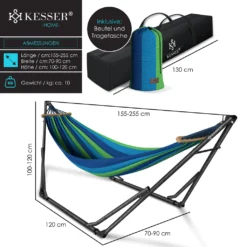 KESSER® Hängematte Vill Mit Gestell Metall Faltbar Verstellbar Stabiler Rahmen Indoor & Outdoor Mit Tragetasche + Beutel Hängesessel Hängemattengestell Camping Garten Pool Balkon Terrasse , Farbe:Blau 16 KESSER® Hängematte Vill Mit Gestell Metall Faltbar Verstellbar Stabiler Rahmen Indoor & Outdoor Mit Tragetasche + Beutel Hängesessel Hängemattengestell Camping Garten Pool Balkon Terrasse , Farbe:Blau -Angebote Moos Traum Store 8991fed98a292cb7c265d91a12e32f60