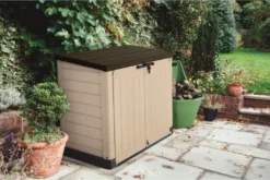 Keter Store It Out Max Mülltonnenbox Mit Gasdruckfeder, Wetterfest, Abschließbar, Beige, 1.200 L, 145,5 X 82 X 125cm -Angebote Moos Traum Store 89d19cb68b950554909fd006d34a4463