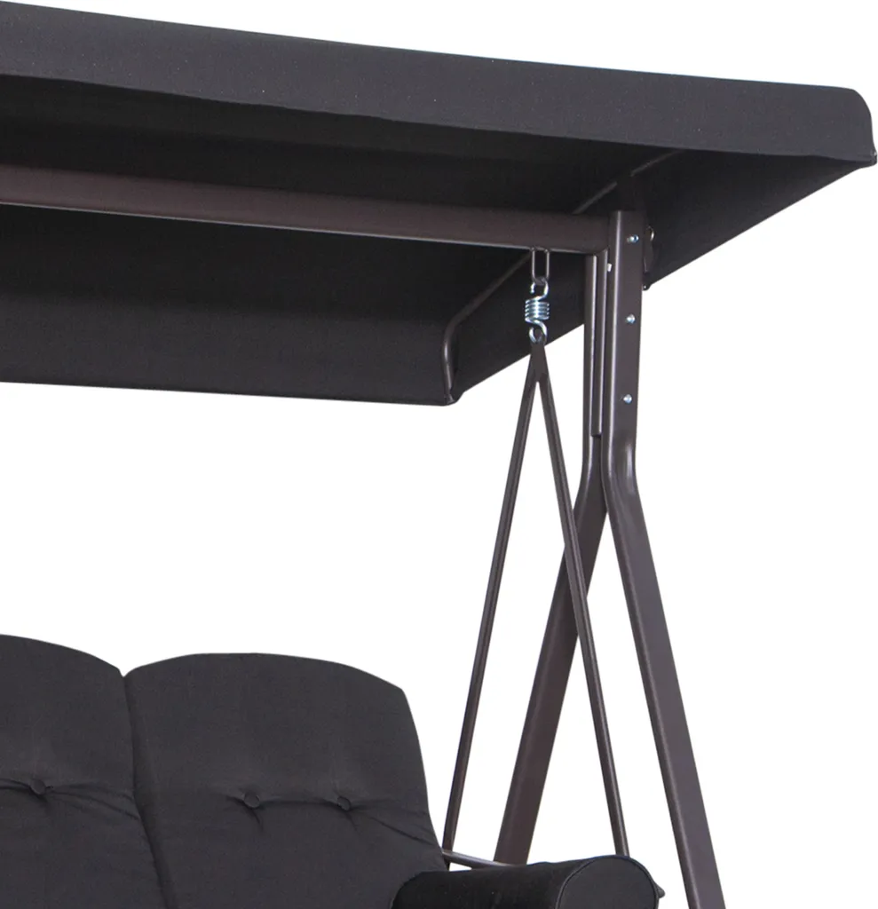 Outsunny 3-Sitzer Hollywoodschaukel Gartenschaukel Mit Sonnendach Kissen Metall Polyester Schwarz 116 X 206 X 183 Cm 8 Outsunny 3-Sitzer Hollywoodschaukel Gartenschaukel Mit Sonnendach Kissen Metall Polyester Schwarz 116 X 206 X 183 Cm – Bild 8