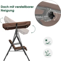 MCombo 3-Sitzer Hollywoodschaukel Gartenschaukel Gartenliege Schaukelbank 8003 Braun -Angebote Moos Traum Store 8ad4b7a78d12e680912793faca6437e7