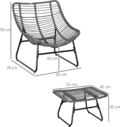 Outsunny Rattan Relaxsessel Mit Fußhocker Gartensessel Outdoor Rattanstuhl Mit Kissen Stahl Polyester Grau 69 X 76 X 70 Cm -Angebote Moos Traum Store 8c77bfa449bd748cf9a122f90eb609e6