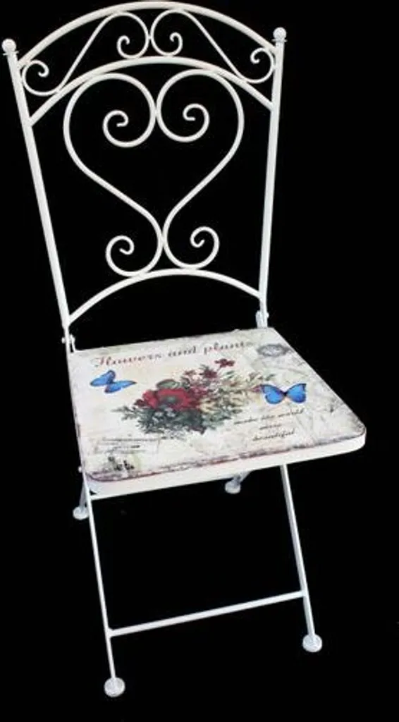 3tlg. Landhaus Bistro Set Balkon Terrasse Metall Antik Shabby Weiß Sitzgruppe 4 3tlg. Landhaus Bistro Set Balkon Terrasse Metall Antik Shabby Weiß Sitzgruppe – Bild 4