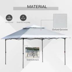 Outsunny Faltpavillon Pop-Up-Zelt Gartenpavillon Rollentasche Oxford-Gewebe 3,6 X 3,6m Hellgrau+Weiß -Angebote Moos Traum Store 8fba04b6cb0d85814f260a01e3950889