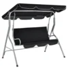 Juskys Hollywoodschaukel 3-Sitzer Mit Dach & Sitzauflage – Gartenschaukel 200 Kg Belastbar – Schaukelbank Für Garten & Terrasse - Schwarz