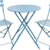SVITA Bistro-Set 3-teilig Garten-Set Garnitur Metall-Möbel Stuhl Tisch Klapp-Möbel Balkon-Set Blau