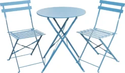 SVITA Bistro-Set 3-teilig Garten-Set Garnitur Metall-Möbel Stuhl Tisch Klapp-Möbel Balkon-Set Blau