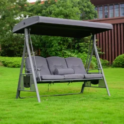 HOME DELUXE - Hollywoodschaukel DESCANSO Grau Doppel Gartenliege Lounge-Pavillon -Angebote Moos Traum Store 94cdf3587e22f54067534f4f5633a3a0 1