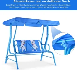 COSTWAY 2-Sitzer Kinder Hollywoodschaukel Mit Sonnendach Kinderschaukel Gartenschaukel Gartenliege Schaukelbank Gartenbank Blau -Angebote Moos Traum Store 952e13e1436be00a56eea80520965a0a