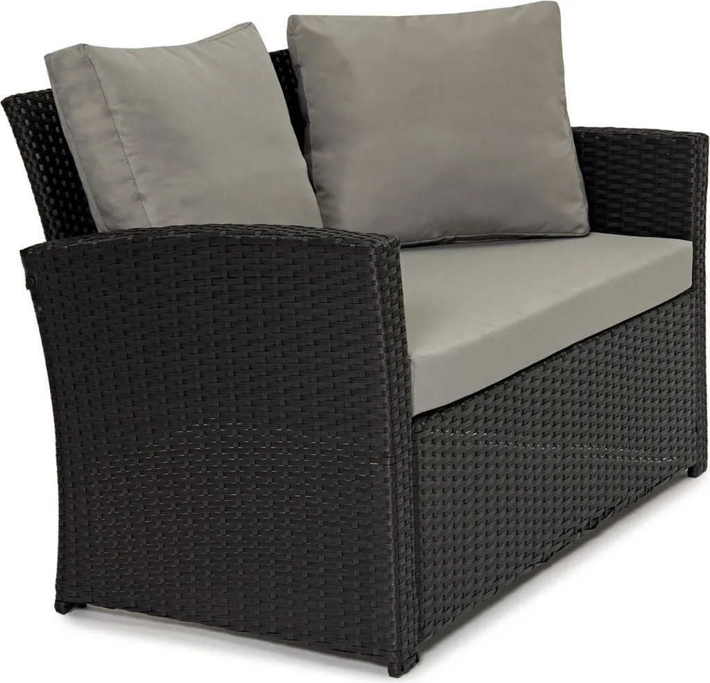 SVITA ROMA Polyrattan Lounge Rattan Garten Möbel Set Mit Sofa Und Sessel Gartenlounge Essgruppe Mit Tisch Schwarz 2 SVITA ROMA Polyrattan Lounge Rattan Garten Möbel Set Mit Sofa Und Sessel Gartenlounge Essgruppe Mit Tisch Schwarz – Bild 2
