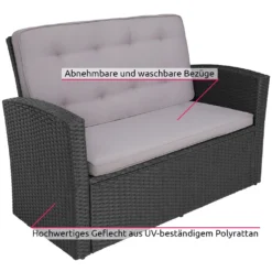 Tectake Rattan Lounge Bari - Schwarz