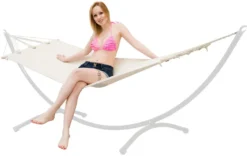 Outdoor Stabhängematte 190x80cm Garten Hängematte Mit Stange Bis 100kg Beige -Angebote Moos Traum Store 958bd67c5edc5eb948e2acc7e9c5cbf2