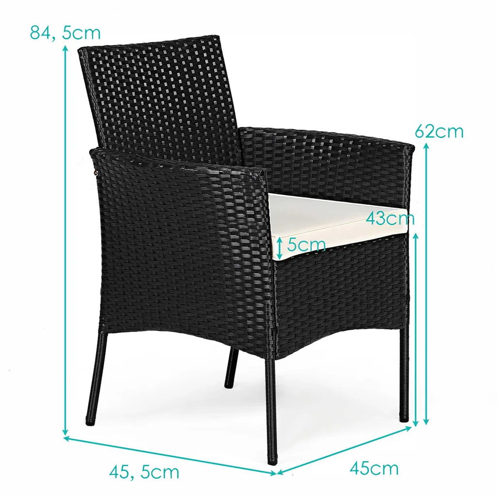 COSTWAY 2er Rattan Stühle Set Gartenstuhl Polyrattan Mit Sitzkissen Rückenlehne & Armlehne 5 COSTWAY 2er Rattan Stühle Set Gartenstuhl Polyrattan Mit Sitzkissen Rückenlehne & Armlehne – Bild 5