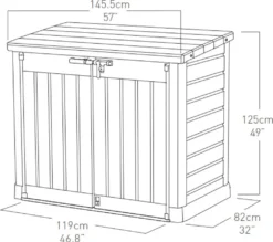 Keter Store It Out Max Mülltonnenbox Mit Gasdruckfeder, Wetterfest, Abschließbar, Beige, 1.200 L, 145,5 X 82 X 125cm -Angebote Moos Traum Store 977238088d2190b6c910709d40d66cdc