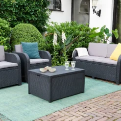 Allibert Arica Storebox Tisch Mit Kissenboxfunktion In Rattanoptik, Anthrazit -Angebote Moos Traum Store 9796af046dbbdd25ff36e0feb0a01b37