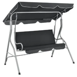 Juskys Hollywoodschaukel 3-Sitzer Mit Dach & Sitzauflage – Gartenschaukel 200 Kg Belastbar – Schaukelbank Für Garten & Terrasse - Grau