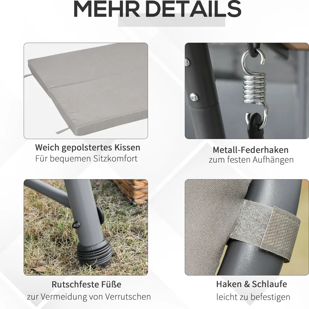 Outsunny 3-Sitzer Hollywoodschaukel Schaukelstuhl 2-in-1 Gartenliege Mit Sonnendach Winkeleinstellbar Stahl Polyester Outdoor Hellbraun 218 X 120 X 168 Cm 4 Outsunny 3-Sitzer Hollywoodschaukel Schaukelstuhl 2-in-1 Gartenliege Mit Sonnendach Winkeleinstellbar Stahl Polyester Outdoor Hellbraun 218 X 120 X 168 Cm – Bild 4