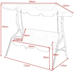 COSTWAY 3-Sitzer Hollywoodschaukel Mit Sonnendach, 5cm Sitzpolster, Gartenschaukel Bis 210kg Belastbar, Schaukelbank, Schaukel, Schwarz -Angebote Moos Traum Store 99e275cf8aac759da5031f2f8d5fcfb3