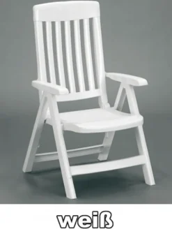 SIEGER Gartensessel Klappbar Palma Weiß Kunststoff